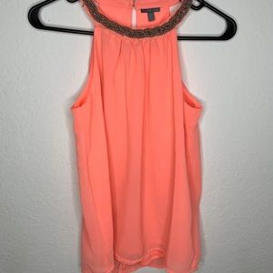 XS Neon peach sleeveless halter blouse